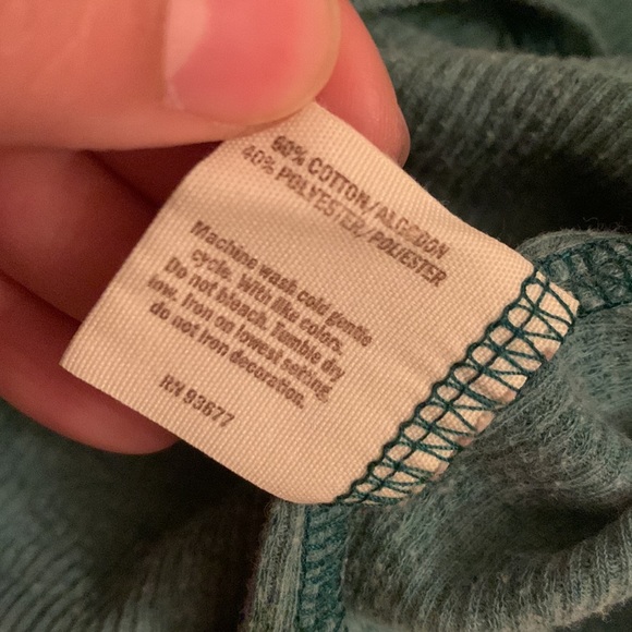 Y2K Decree green henley v neck snap thermal button Bella Swan like top L - Picture 6 of 6